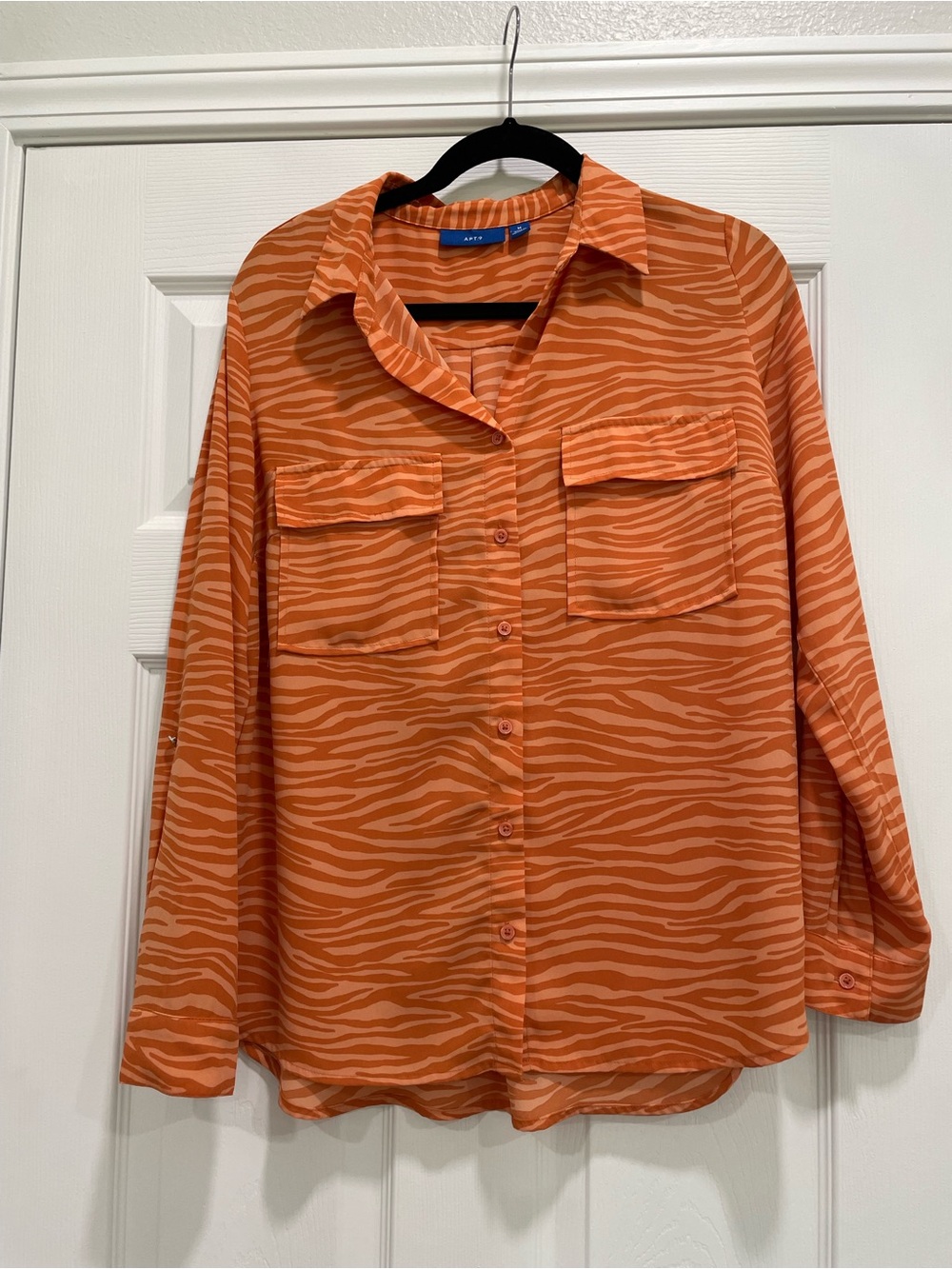 Apt. 9 Orange Zebra-Print Button Front Shirt